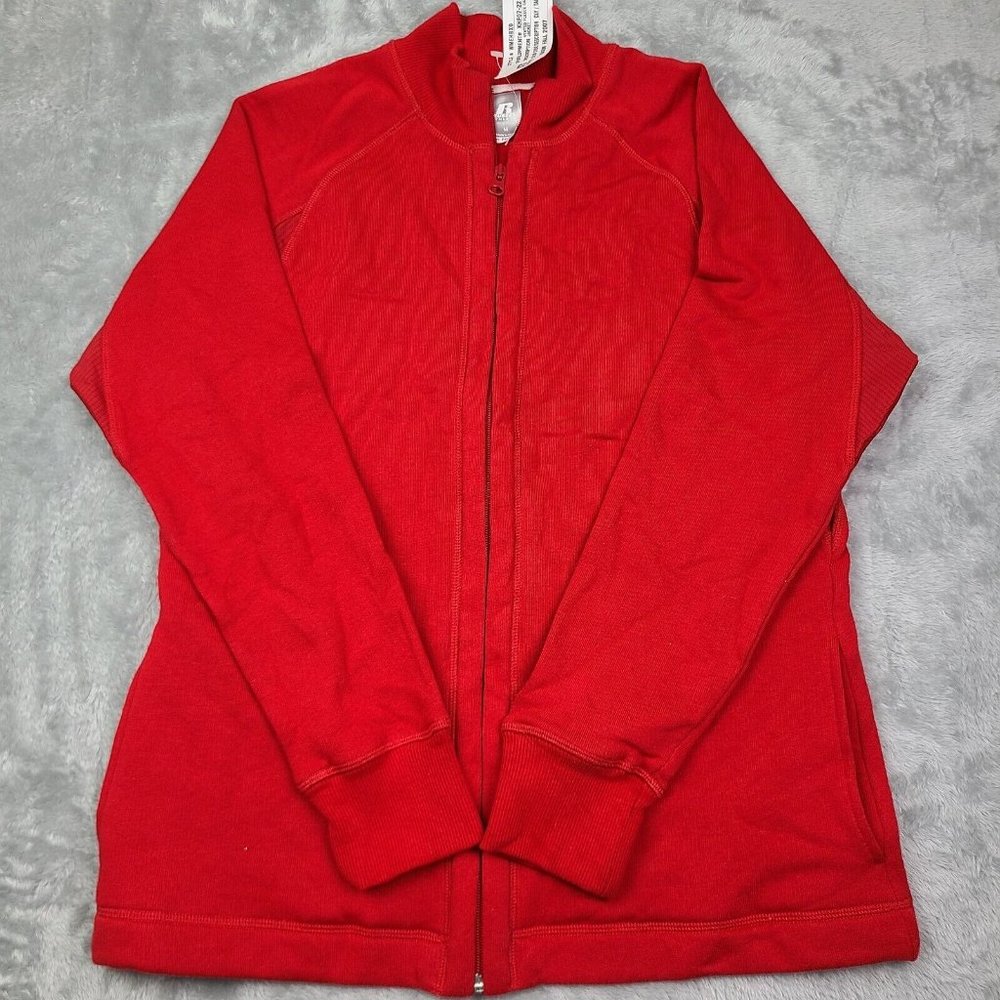 Vintage 2007 Russell Athletic‎ Men’s Medium Vented Fleece Cadet Jacket Tango Red
